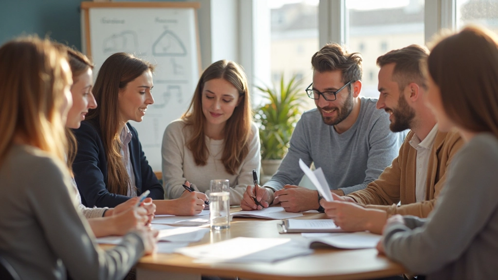 Aula de italiano prático com pessoas aprendendo conversação autêntica em ambiente acolhedor